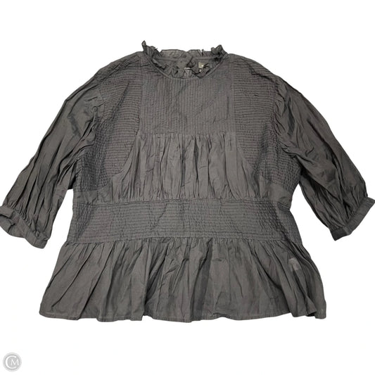 Blouse 3/4 Sleeve By Something Navy In Black, Size: Xxl