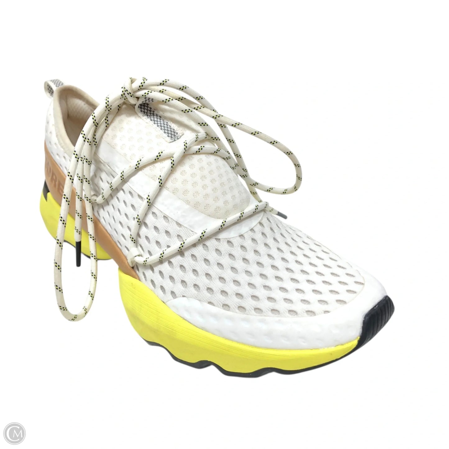 Shoes Athletic By Sorel In White & Yellow, Size: 9