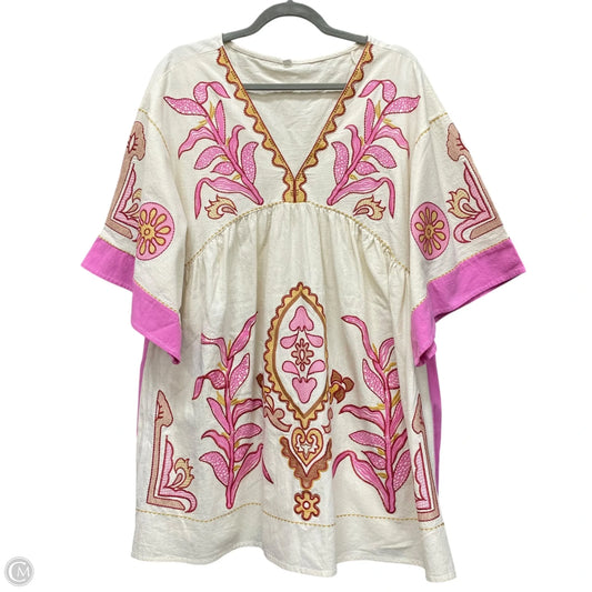 Dress Casual Short By Clothes Mentor In Cream & Pink, Size: M