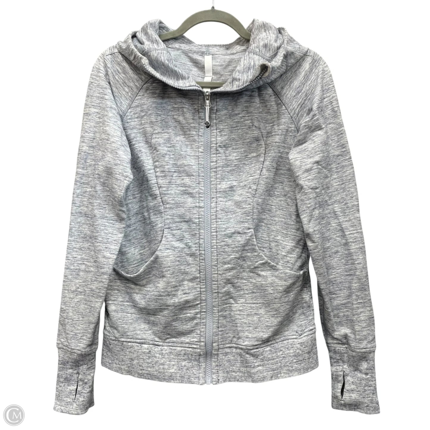Athletic Sweatshirt Hoodie By Lululemon In Grey, Size: 6