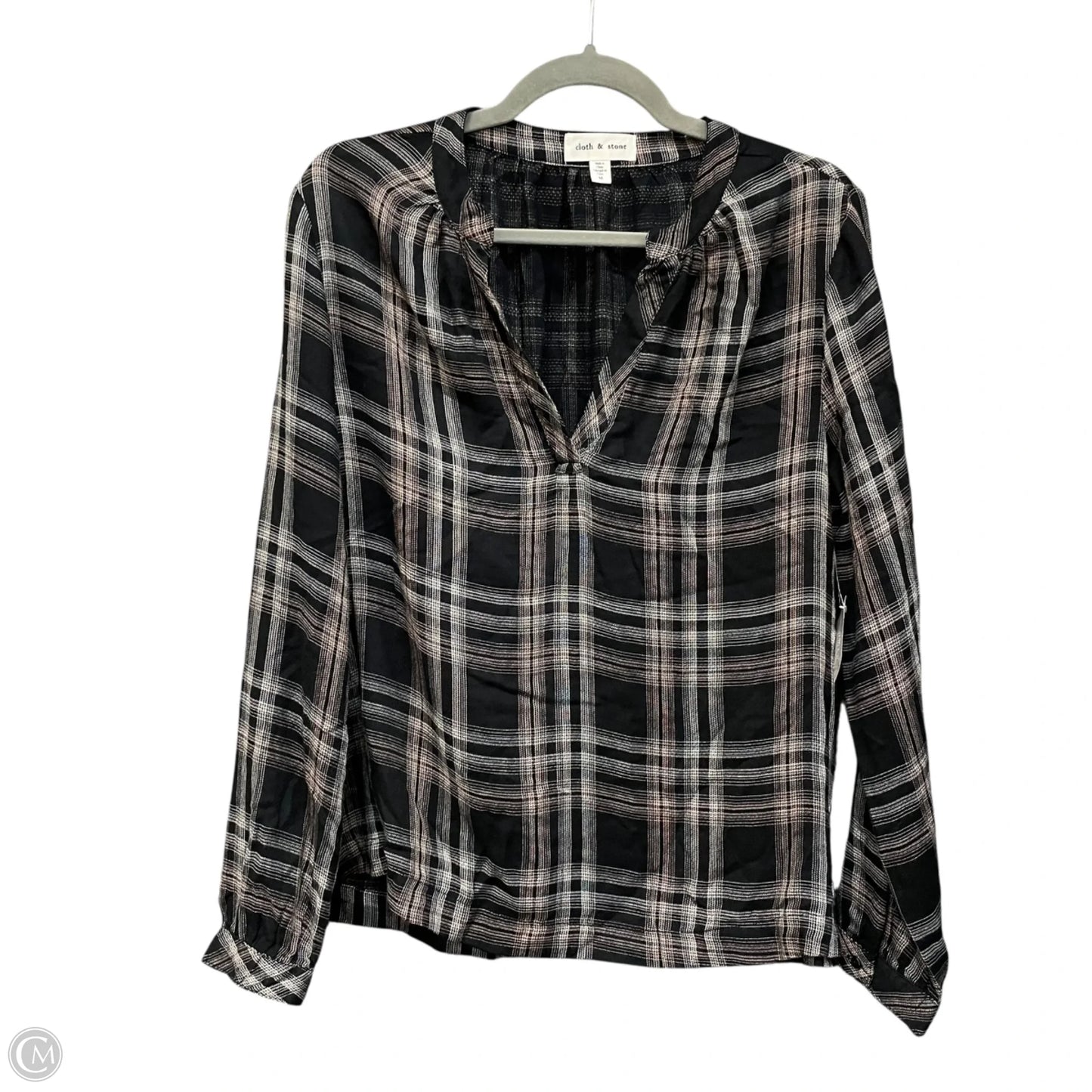 Top Long Sleeve By Cloth & Stone In Plaid Pattern, Size: M