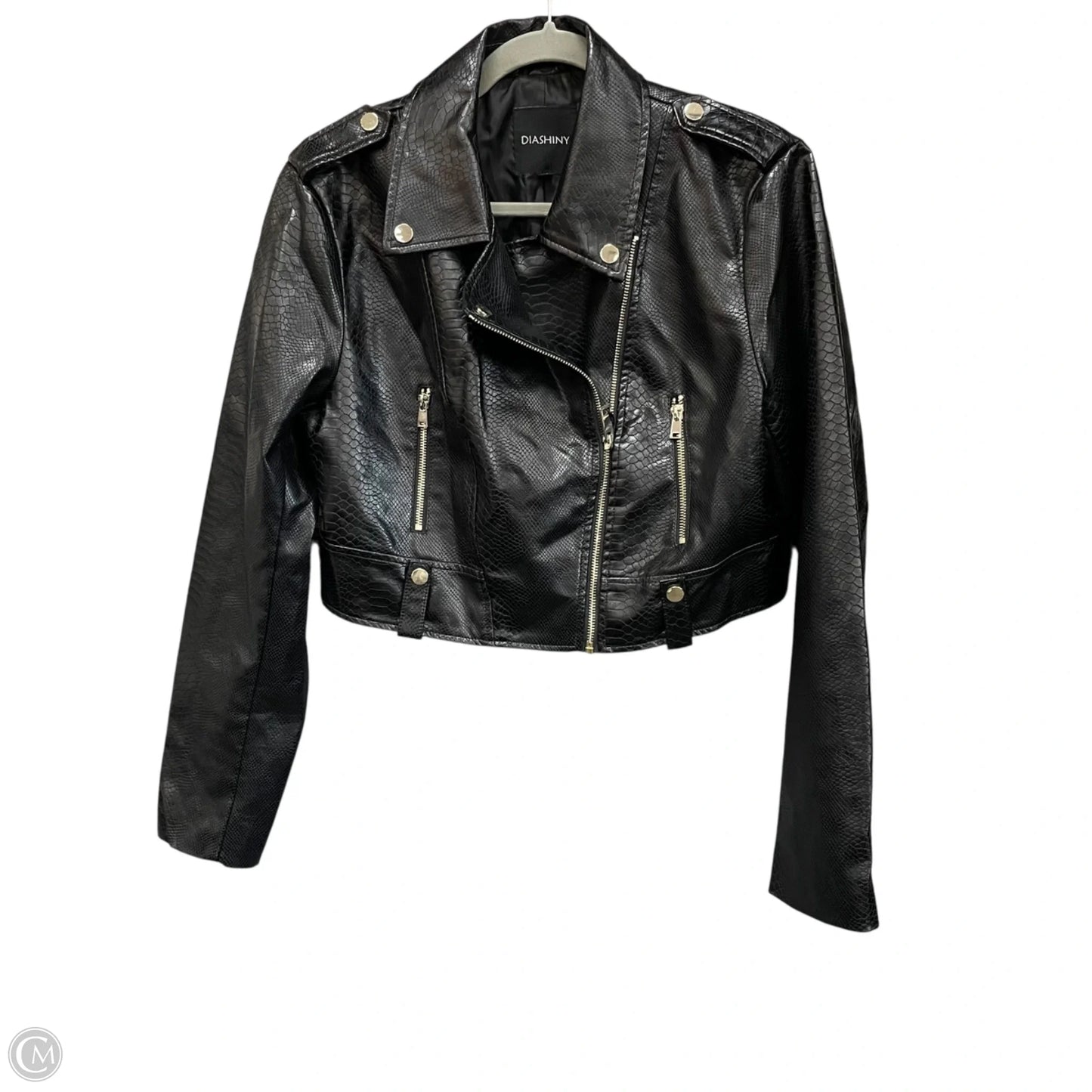 Jacket Moto By Clothes Mentor In Black, Size: L