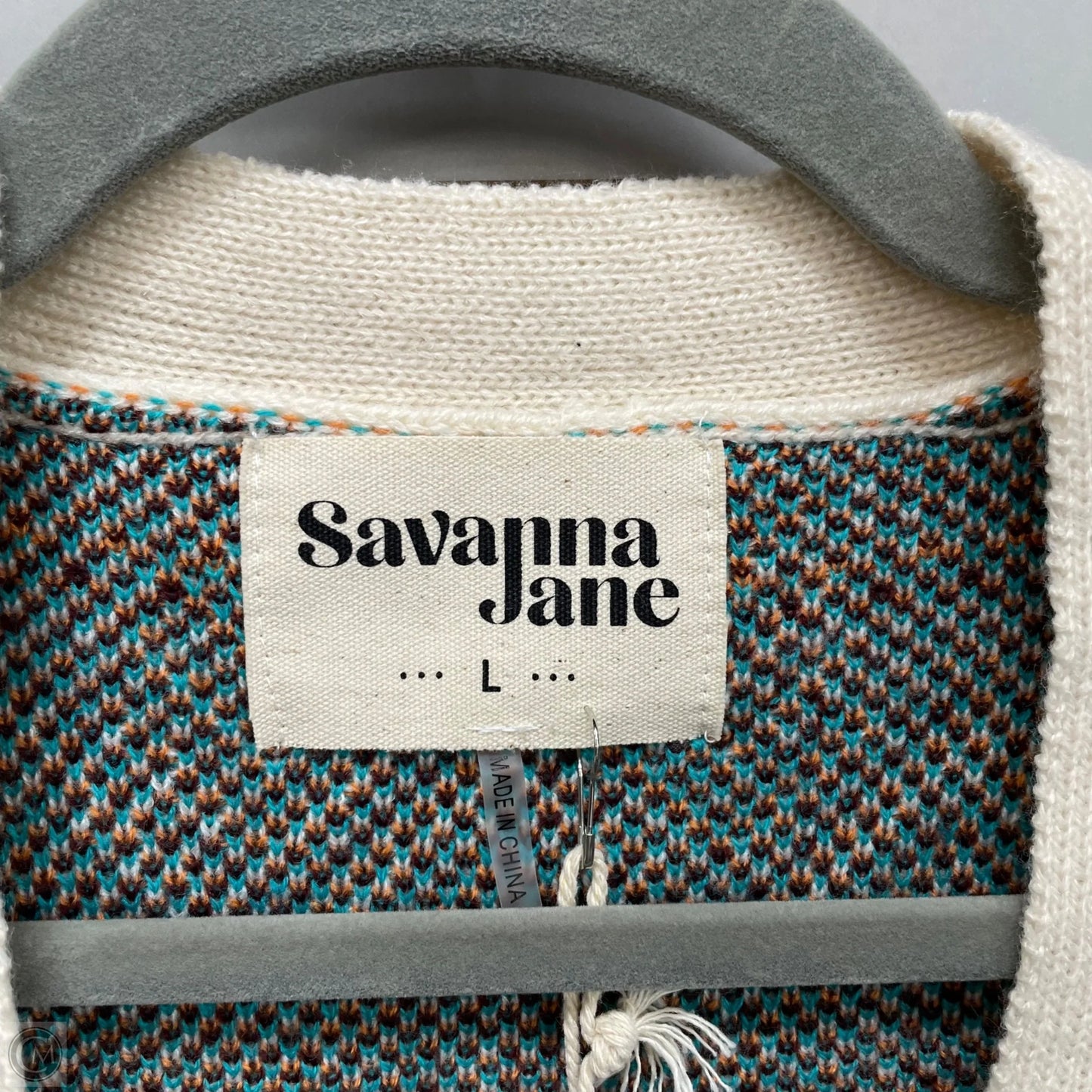Sweater Cardigan By Savanna Jane In Multi-colored, Size: L
