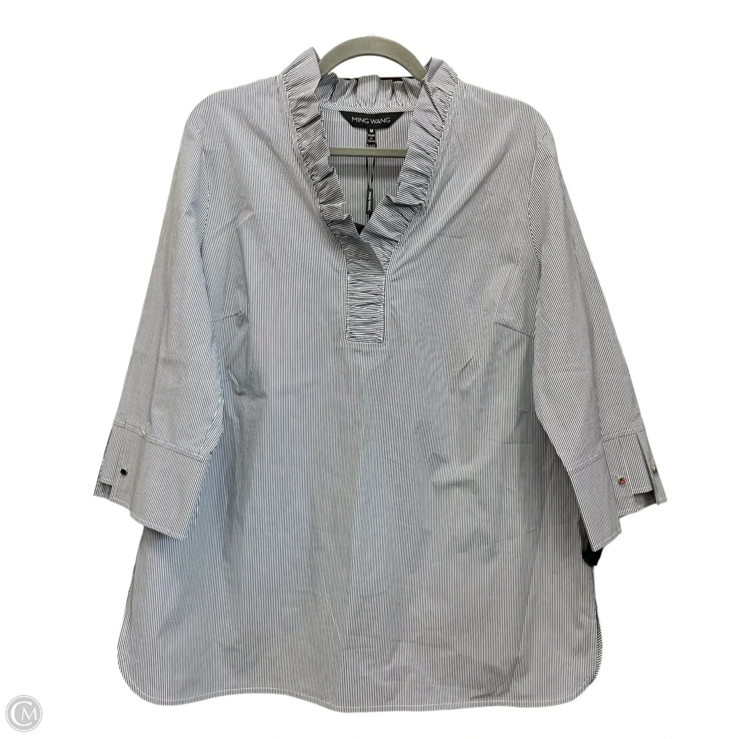 Tunic Long Sleeve By Ming Wang In Striped Pattern, Size: M