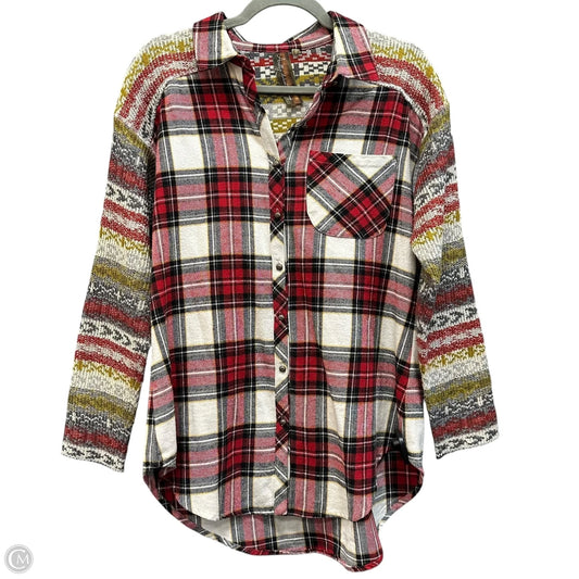 Top Long Sleeve By Aratta Silent Journey In Plaid Pattern, Size: S