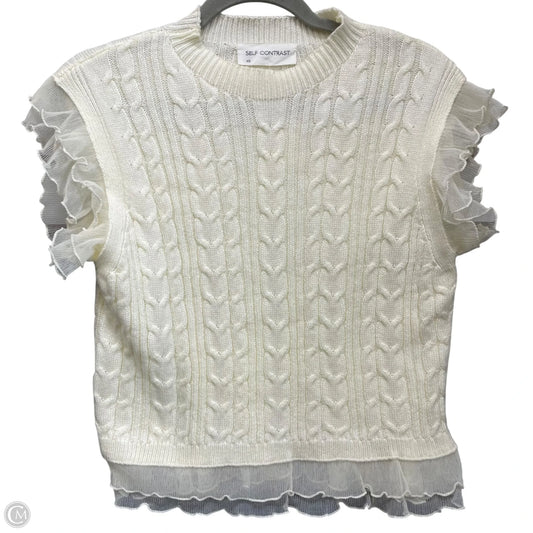 Top Short Sleeve By Self Contrast In Cream, Size: Xs