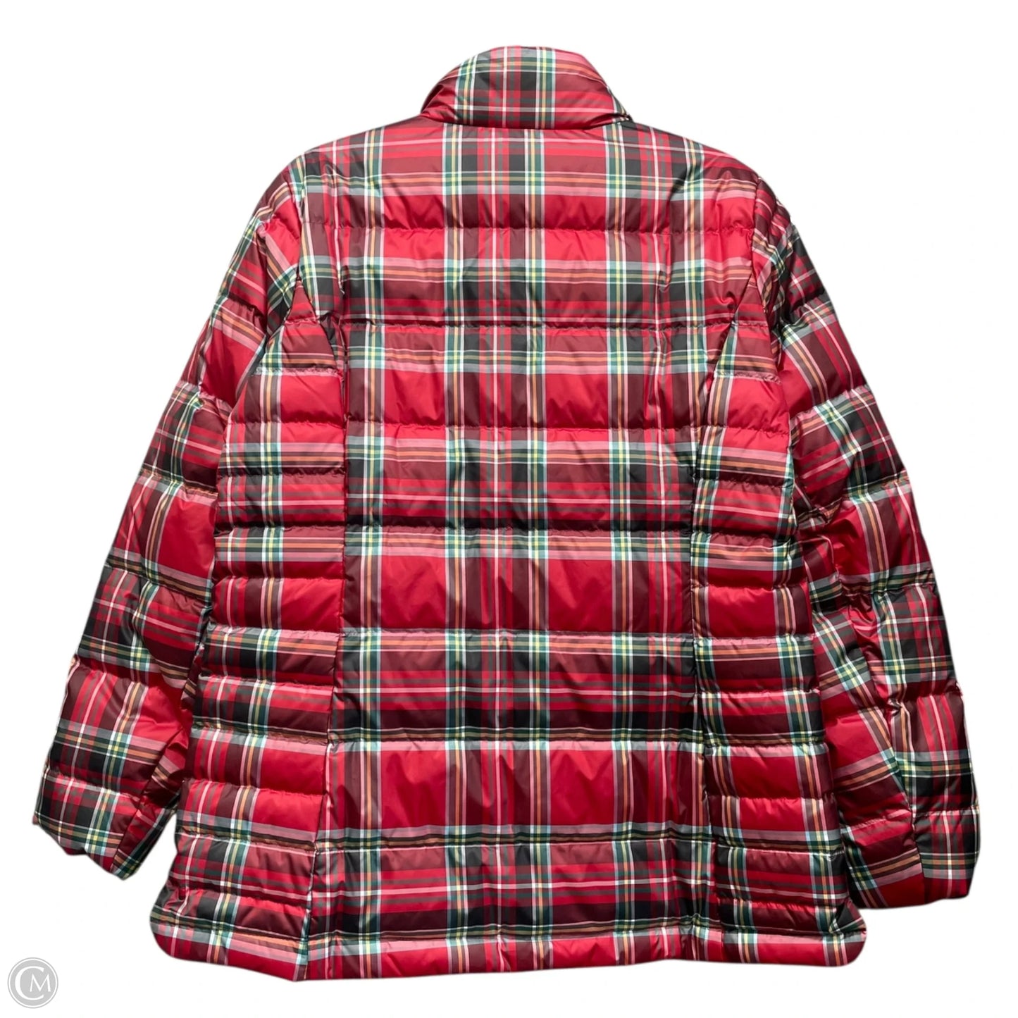 Jacket Puffer & Quilted By Lands End In Plaid Pattern, Size: M