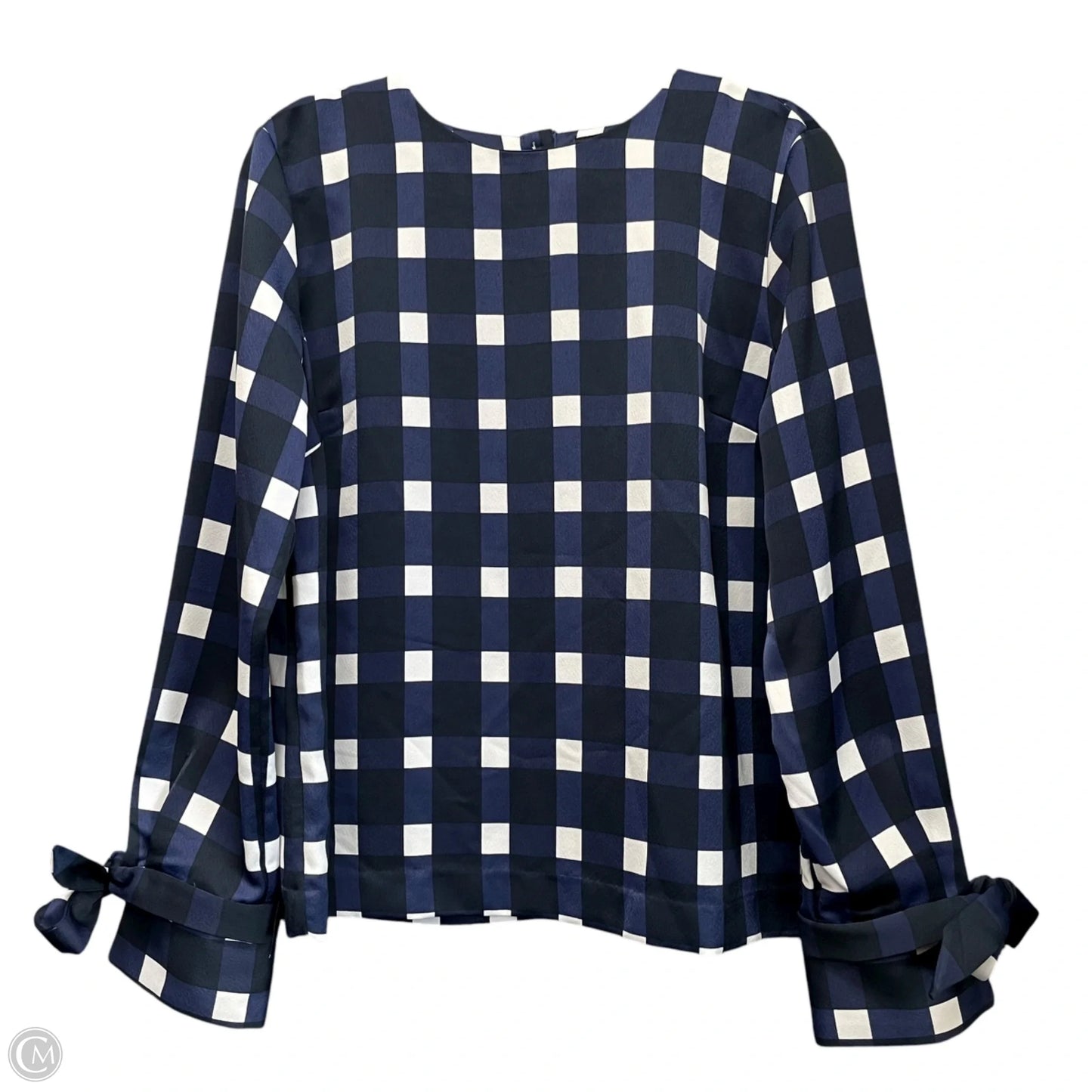 Top Long Sleeve By Banana Republic In Blue & White, Size: M