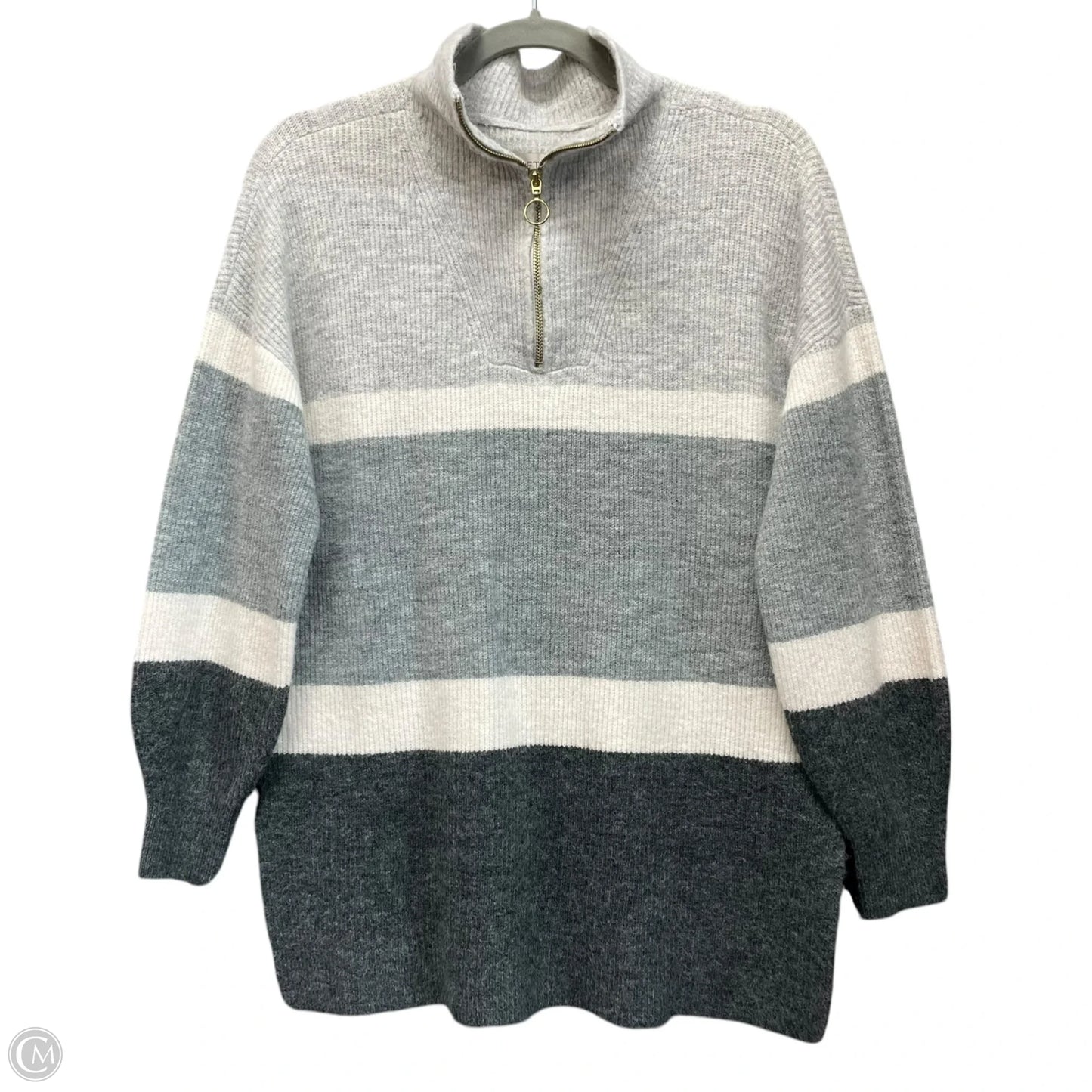 Sweater By Loft In Cream & Grey, Size: M