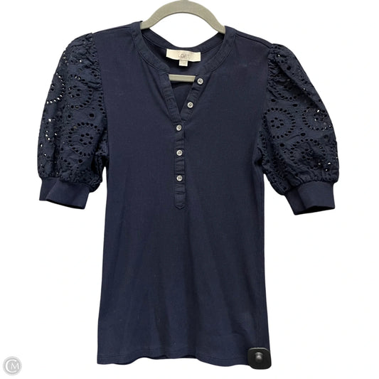 Top Short Sleeve By Loft In Navy, Size: Xs