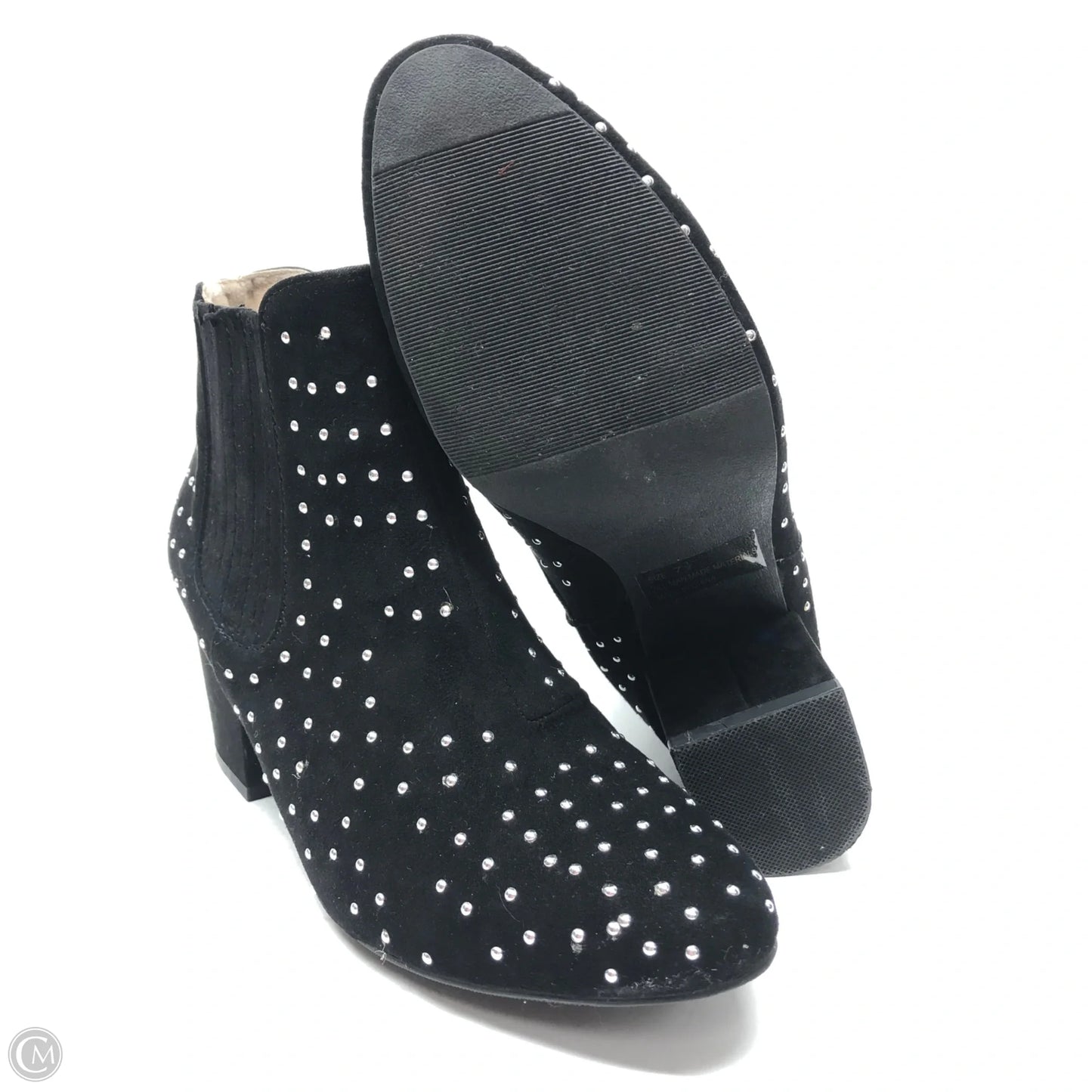 Boots Ankle Heels By Qupid In Black & Silver, Size: 7.5