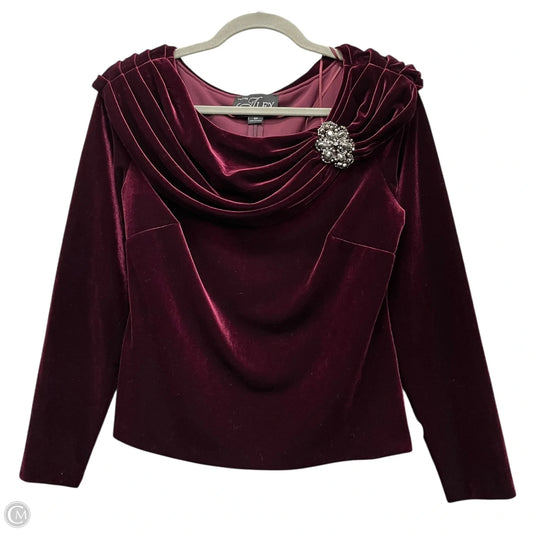 Blouse Long Sleeve By Alex Evenings In Maroon, Size: S