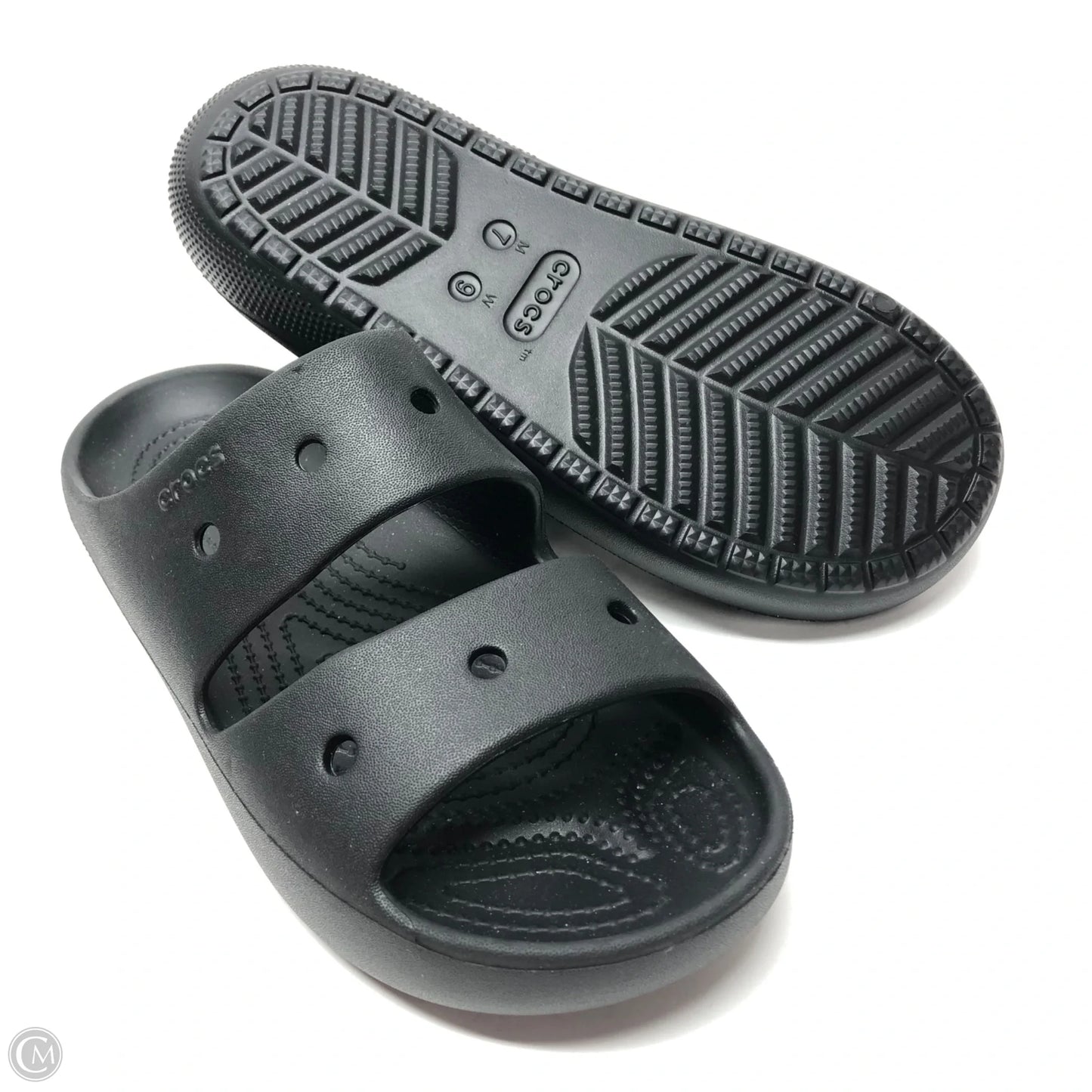 Sandals Flats By Crocs In Black, Size: 9
