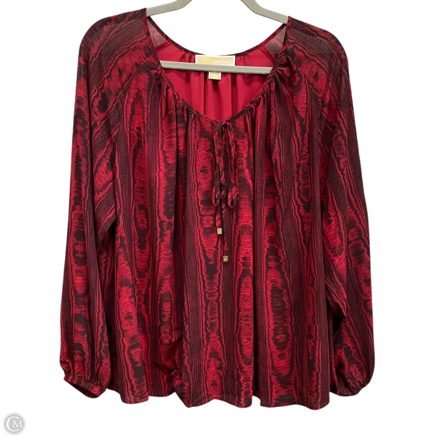 Blouse Long Sleeve By Michael By Michael Kors In Black & Red, Size: M
