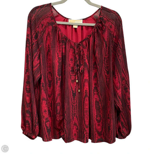 Blouse Long Sleeve By Michael By Michael Kors In Black & Red, Size: M