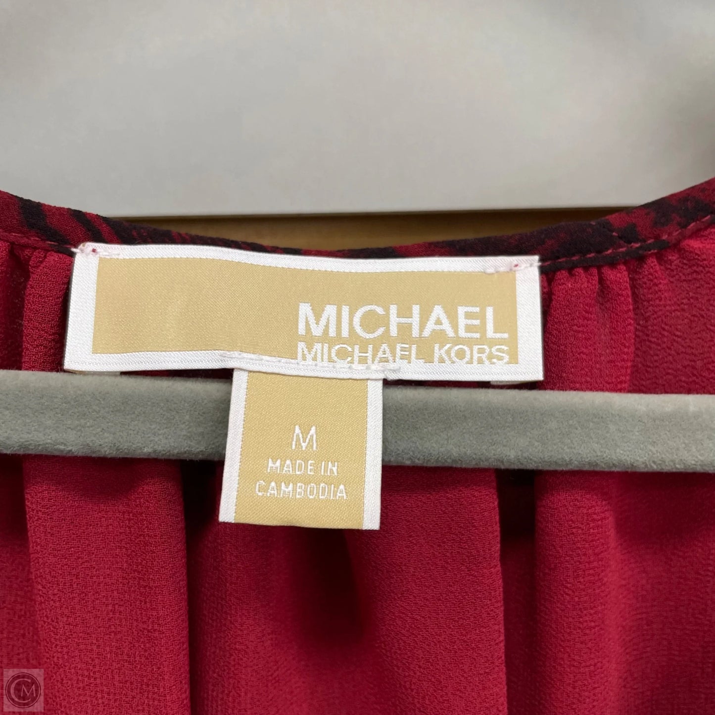 Blouse Long Sleeve By Michael By Michael Kors In Black & Red, Size: M