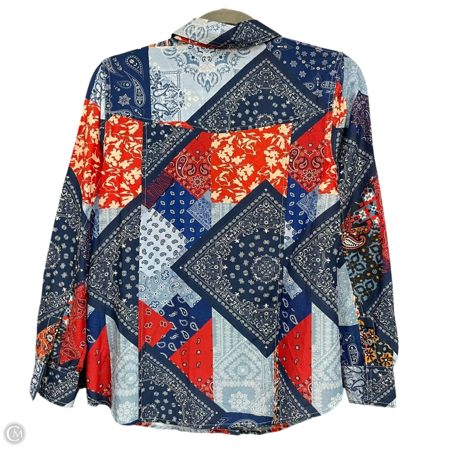 Top Long Sleeve By Reba In Blue & Red & White, Size: Xs
