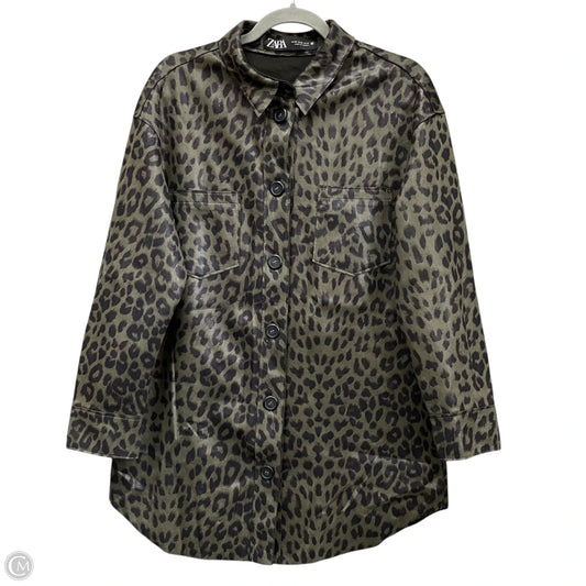 Jacket Shirt By Zara In Black & Green, Size: Xs