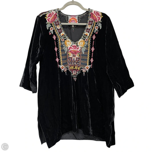 Tunic 3/4 Sleeve By Johnny Was In Black, Size: M