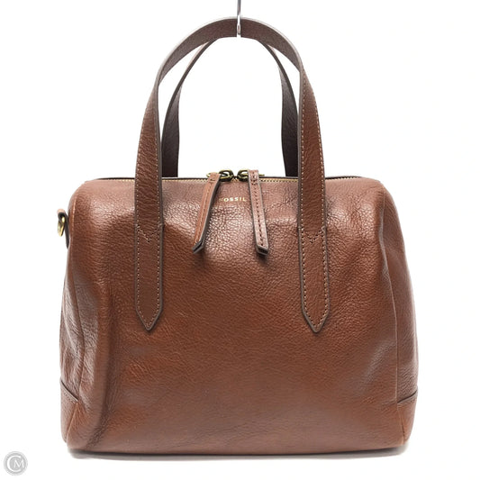 Handbag Leather By Fossil, Size: Medium