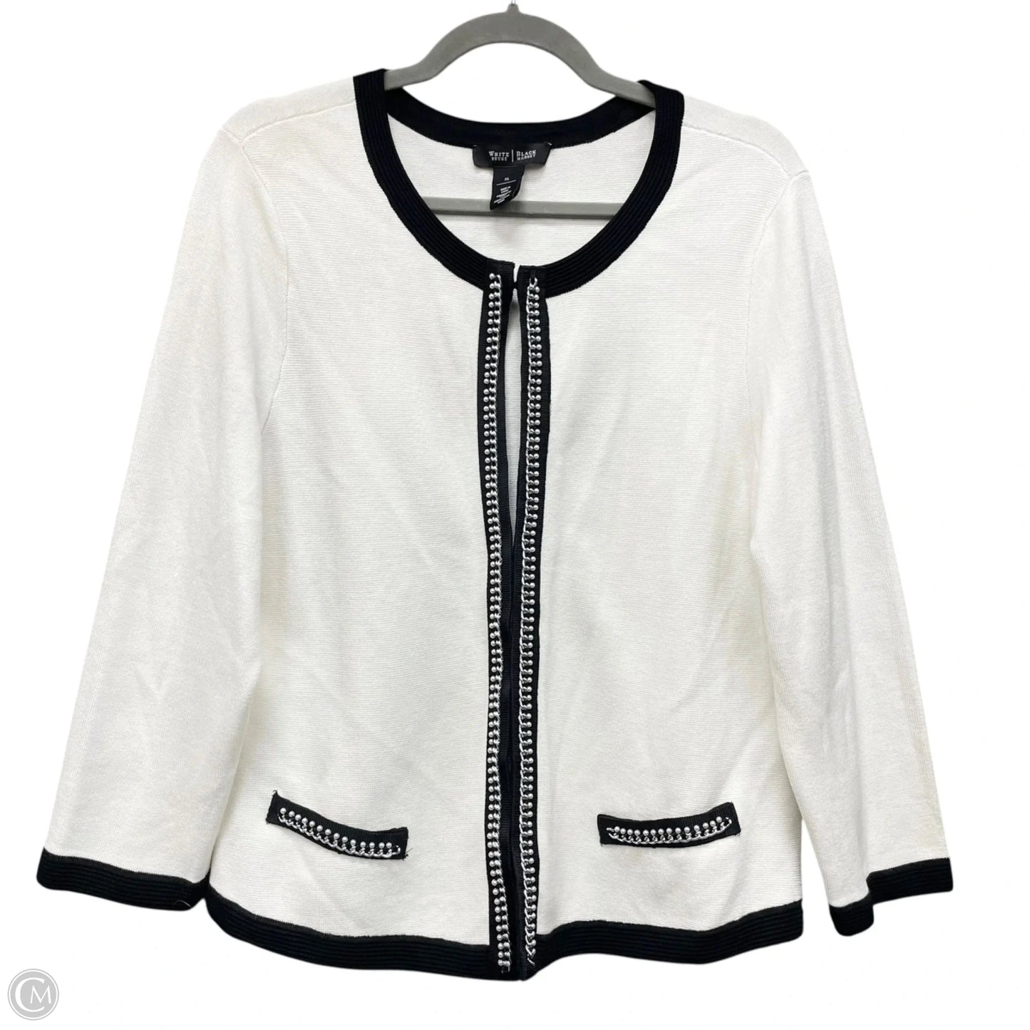 Cardigan By White House Black Market In Black & Cream, Size: Xl