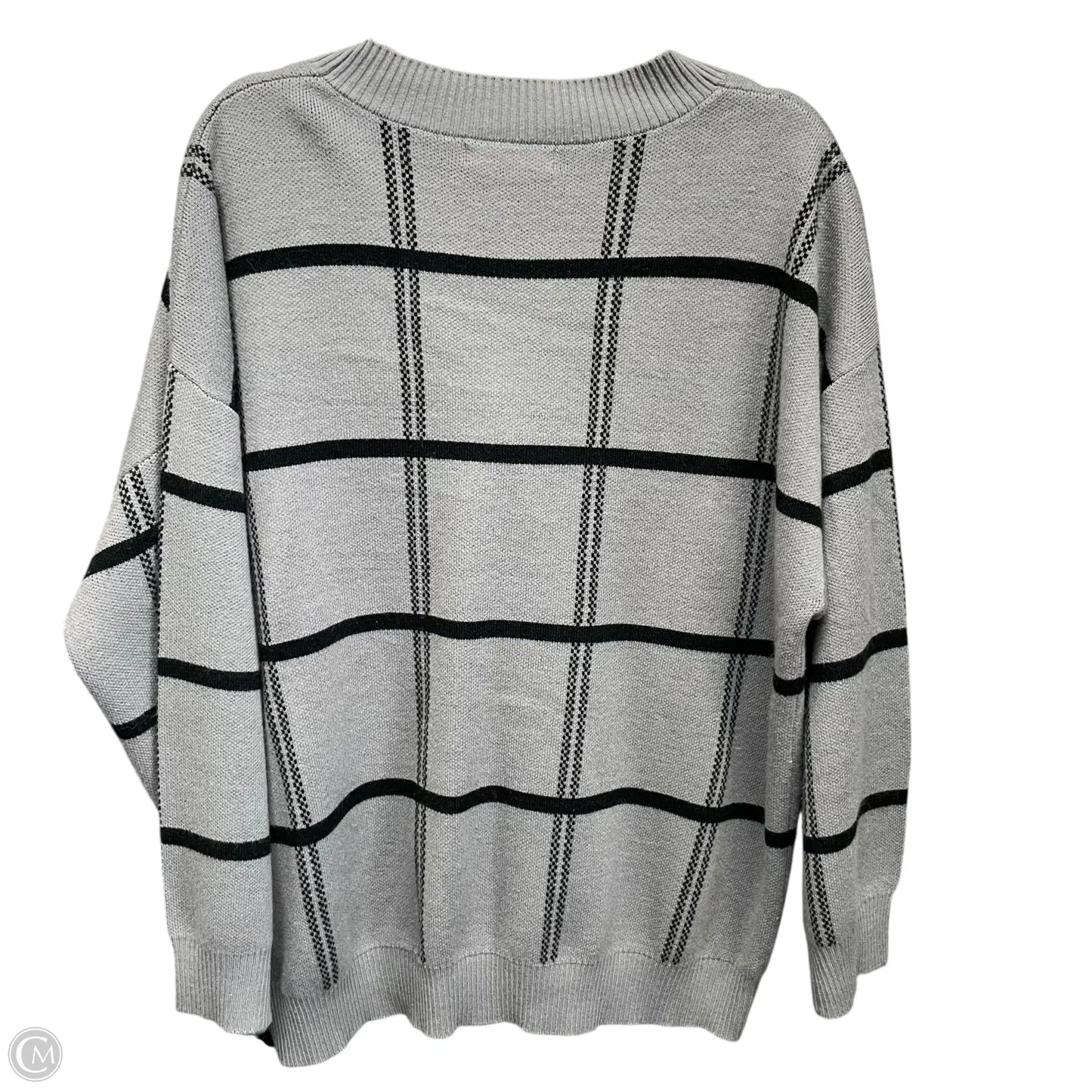 Sweater Cardigan By Grace Karin In Black & Grey, Size: 1x