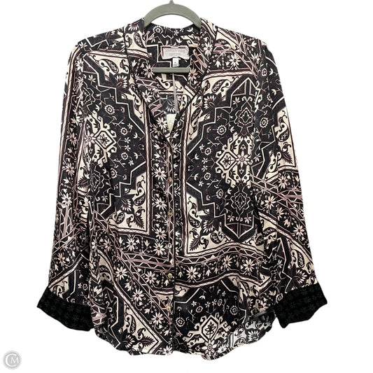 Top Long Sleeve By Johnny Was In Black & Cream, Size: Xs