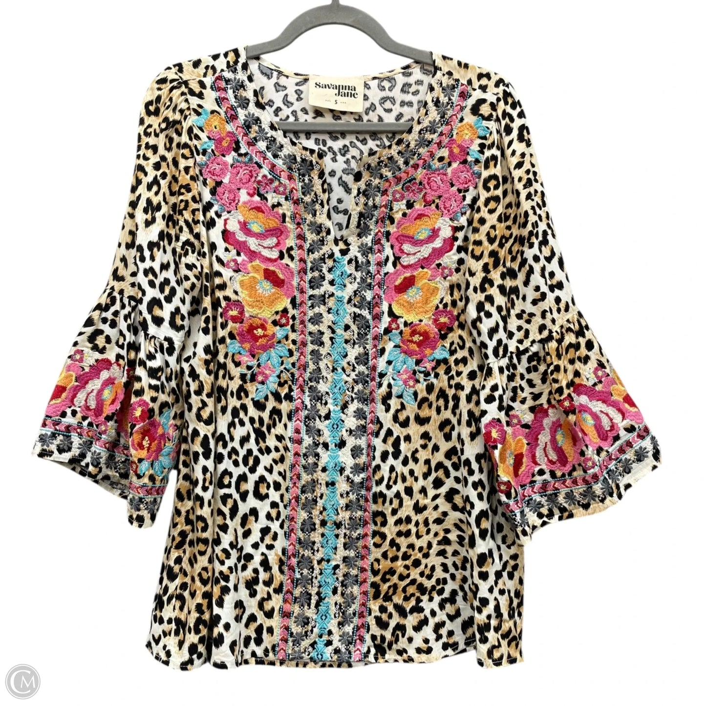 Top Long Sleeve By Savanna Jane In Animal Print, Size: S