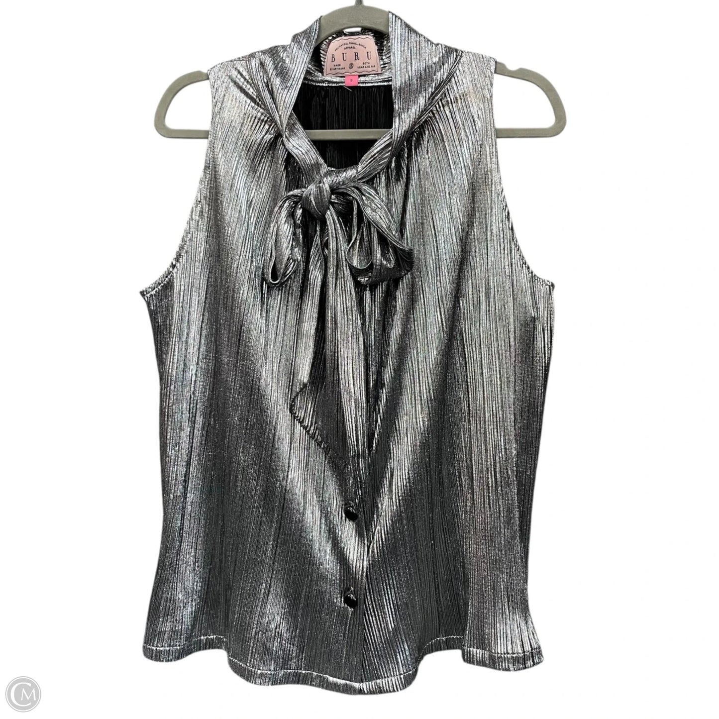Blouse Sleeveless By Cmb In Silver, Size: S