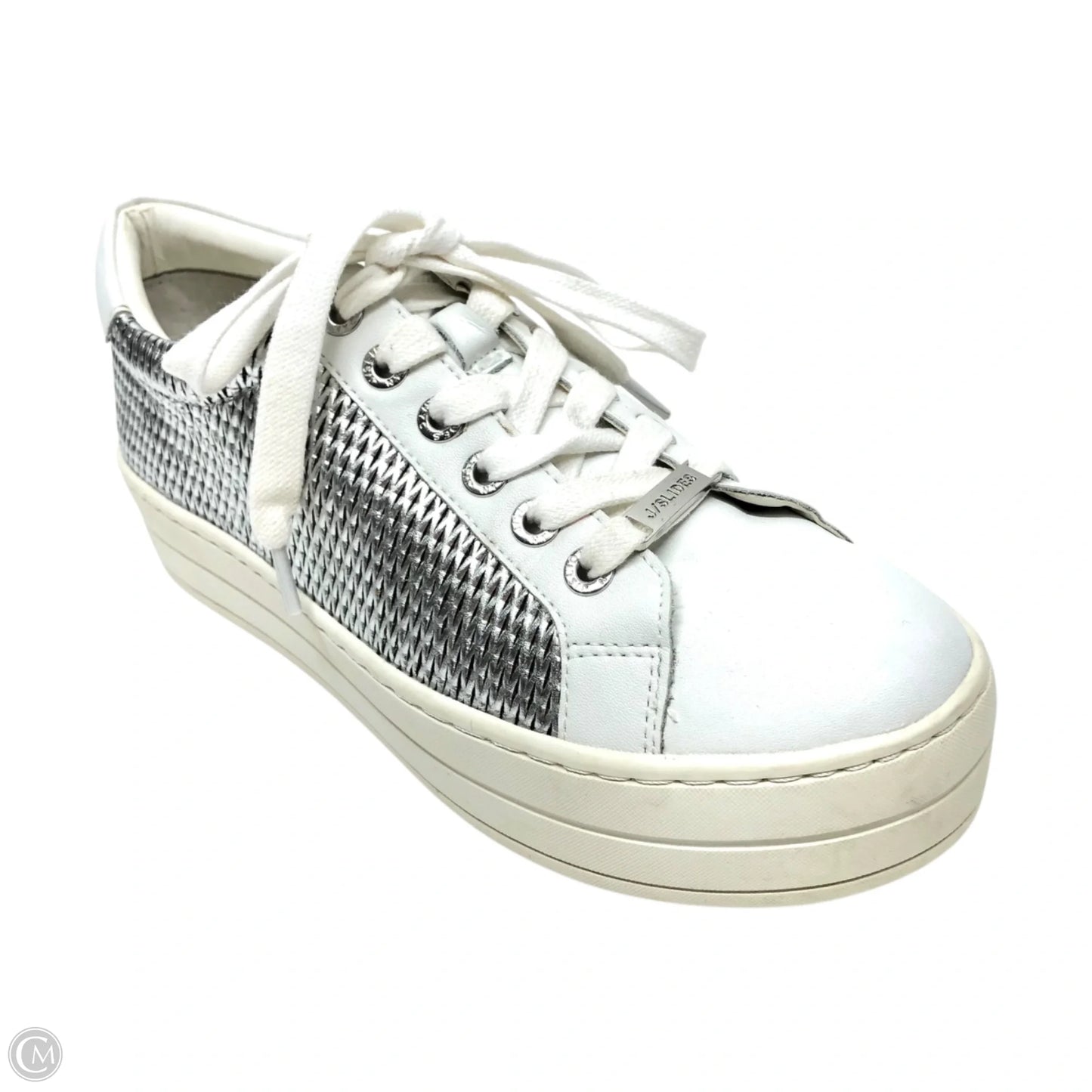 Shoes Sneakers By J Slides In Silver & White, Size: 6