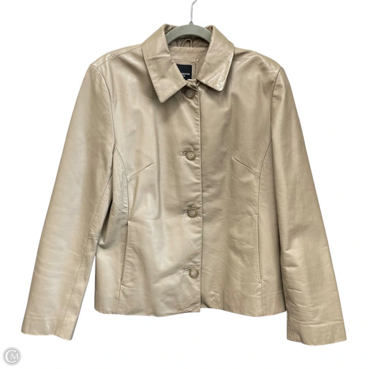 Jacket Leather By Colebrook In Taupe, Size: M