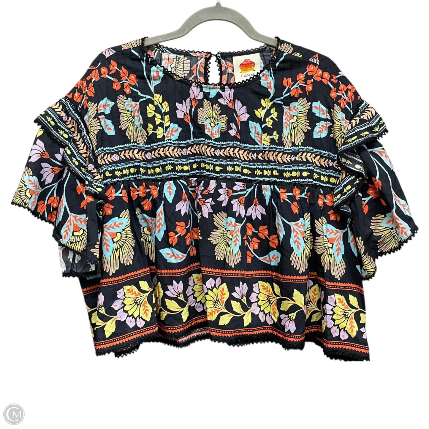 Blouse Short Sleeve By Farm Rio In Multi-colored, Size: Xxs