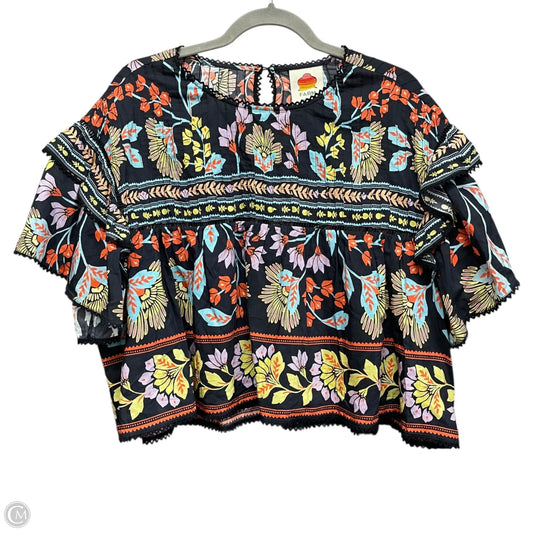 Blouse Short Sleeve By Farm Rio In Multi-colored, Size: Xxs