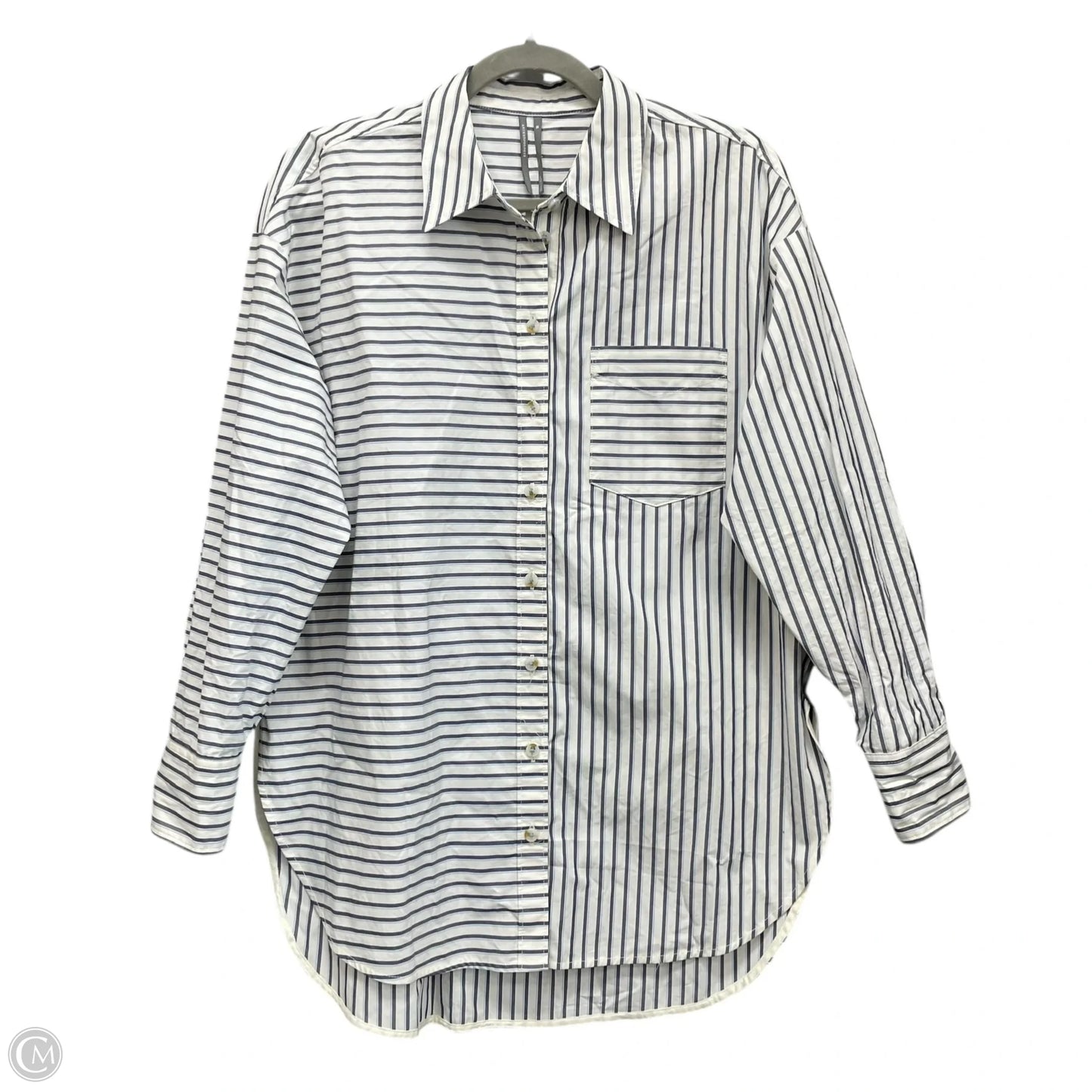 Tunic Long Sleeve By Anthropologie In Blue & White, Size: Xs