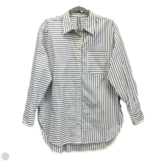 Tunic Long Sleeve By Anthropologie In Blue & White, Size: Xs