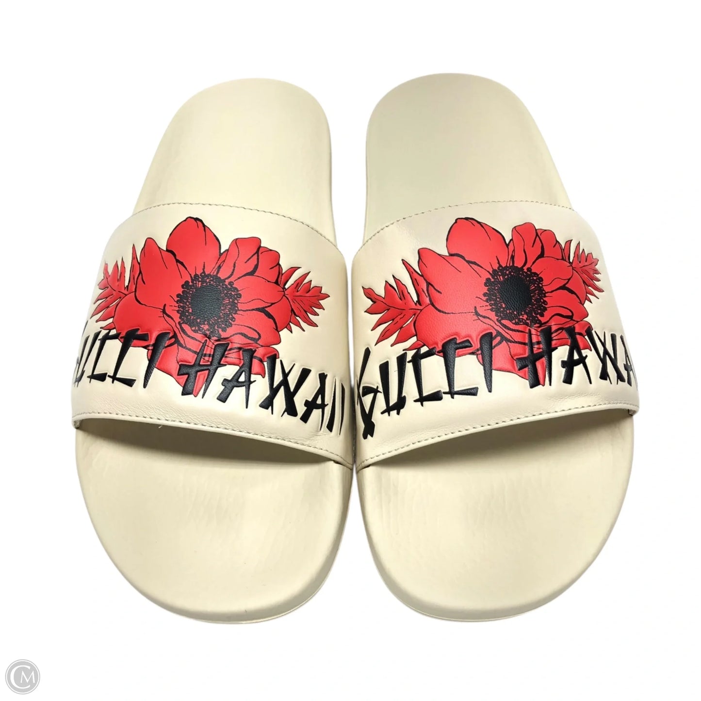 Sandals Luxury Designer By Gucci In Red & White, Size: 9.5
