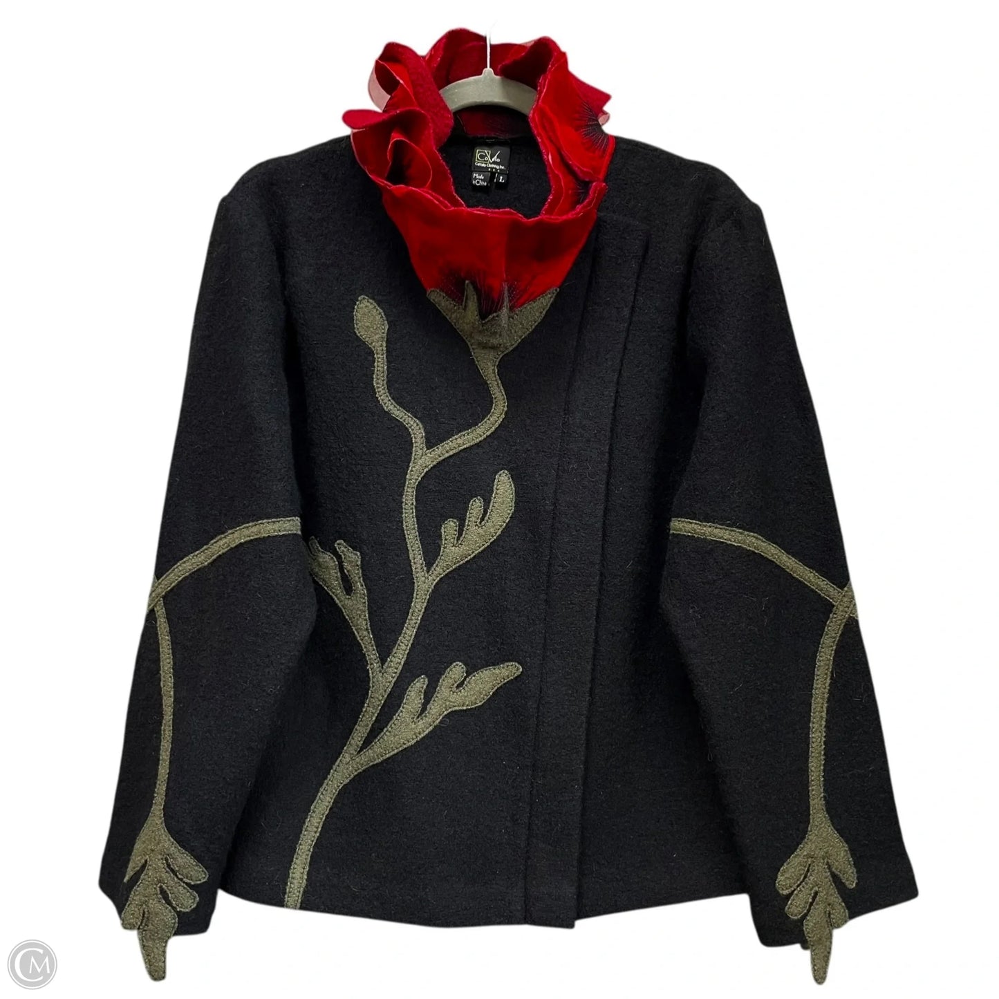 Sweater Cardigan By Cmc In Black & Red, Size: L