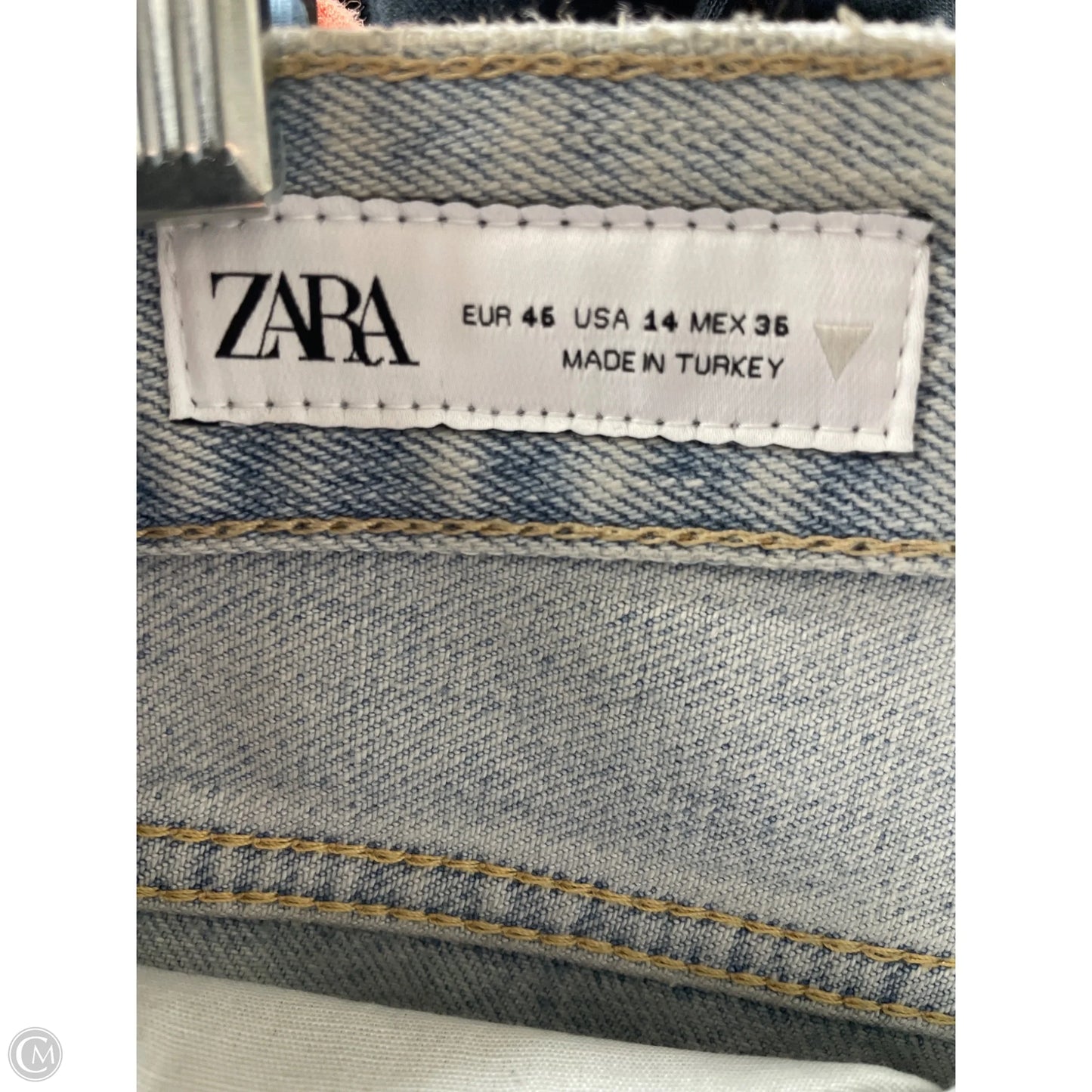 Jeans Straight By Zara In Blue & Gold, Size: 14