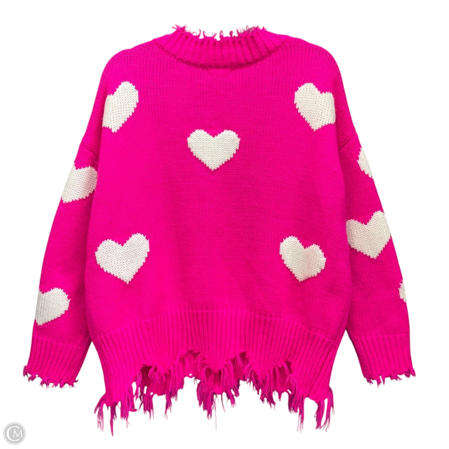 Sweater By Main Strip In Pink & White, Size: M