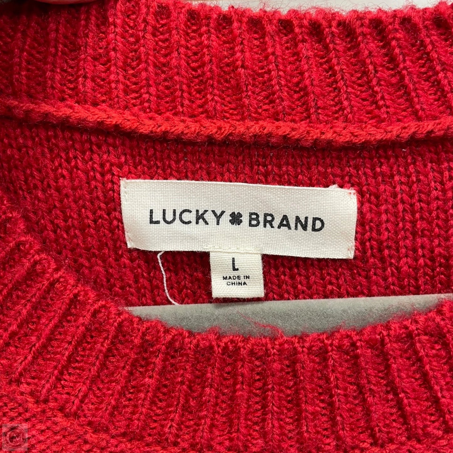 Sweater By Lucky Brand In Gold & Red, Size: L