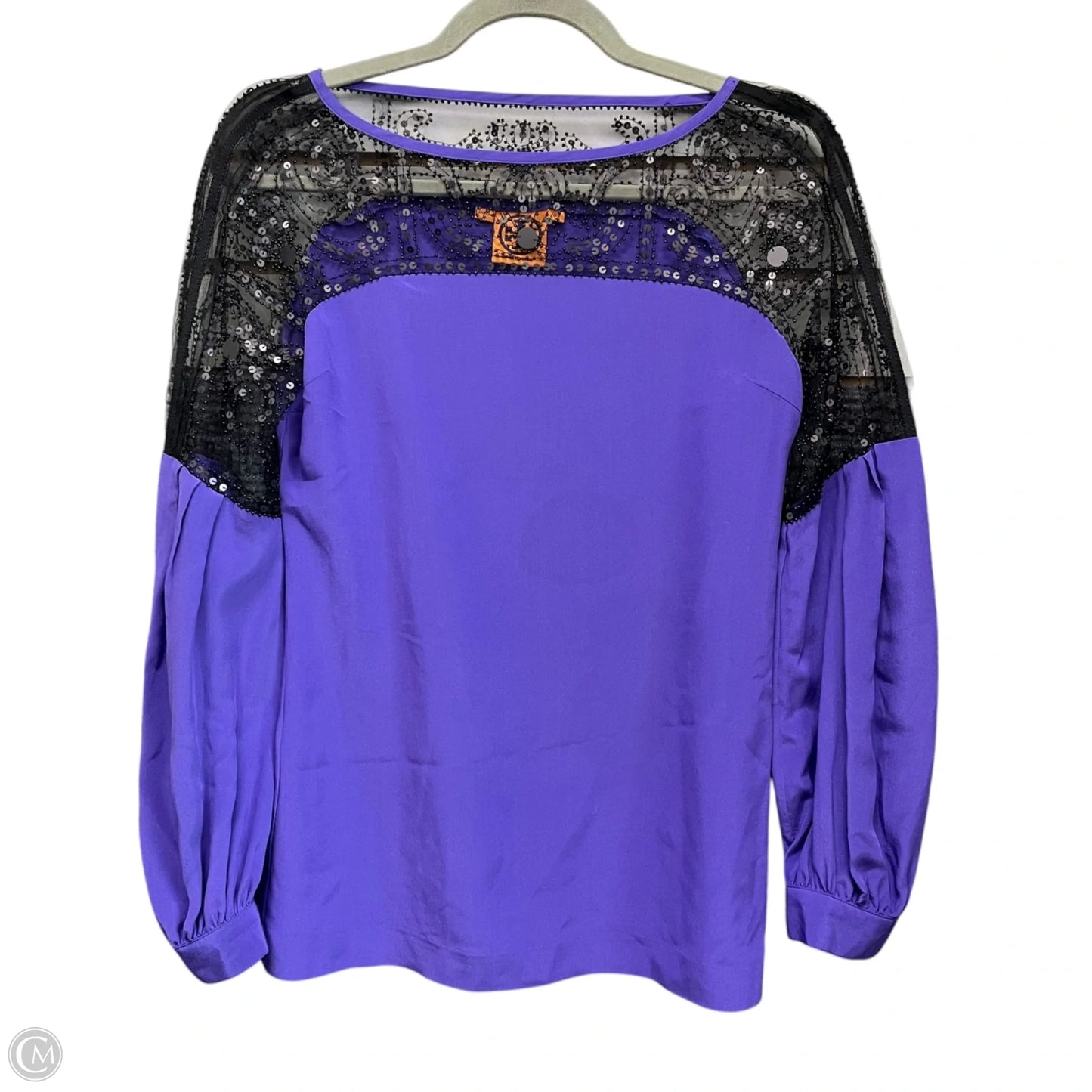 Blouse Designer By Tory Burch In Black & Purple, Size: 0