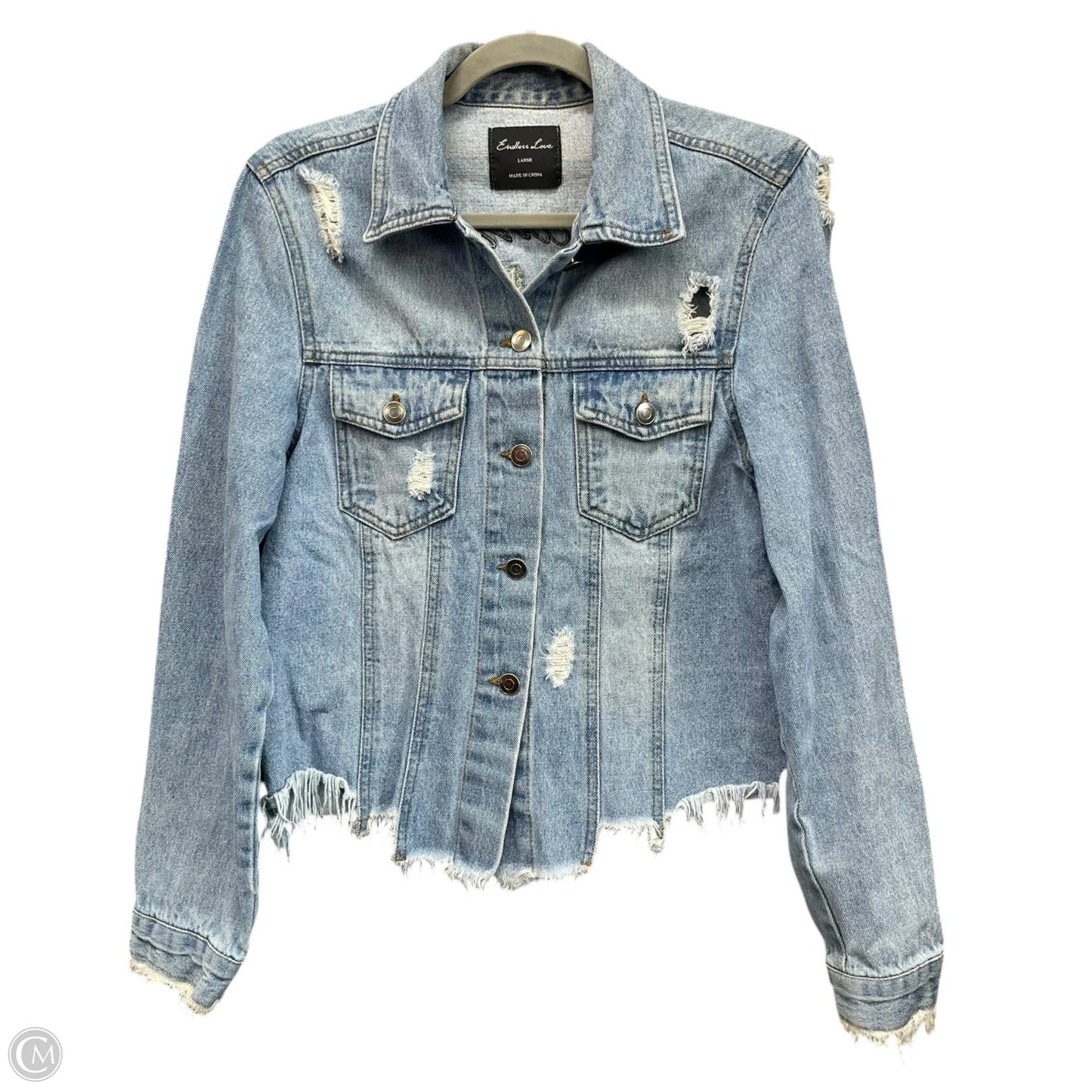 Jacket Denim By Clothes Mentor In Blue Denim, Size: L