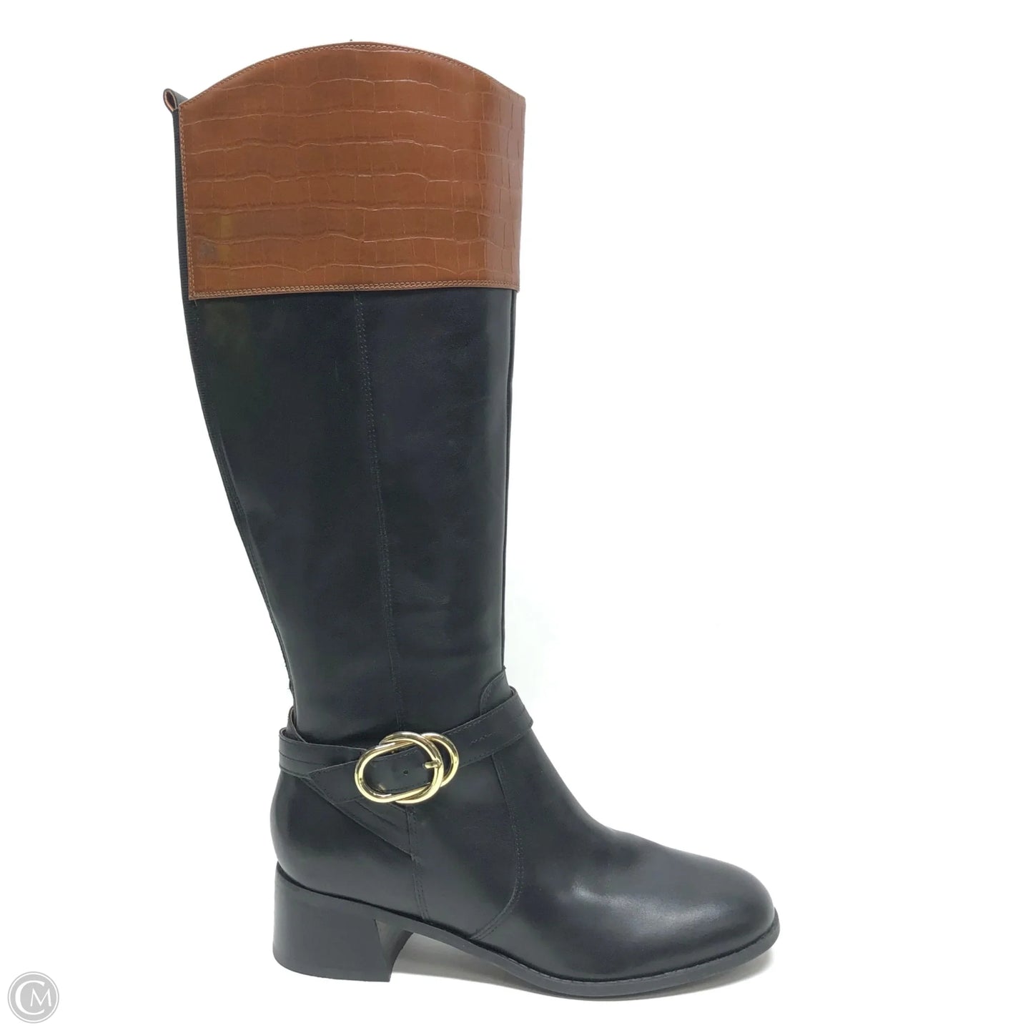 Boots Knee Heels By Marc Fisher In Black & Brown, Size: 9