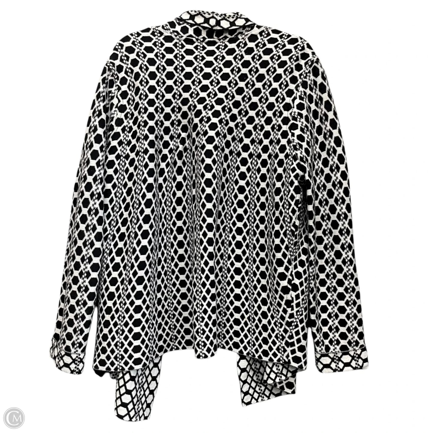 Sweater Cardigan By Chicos In Black & White, Size: Xl