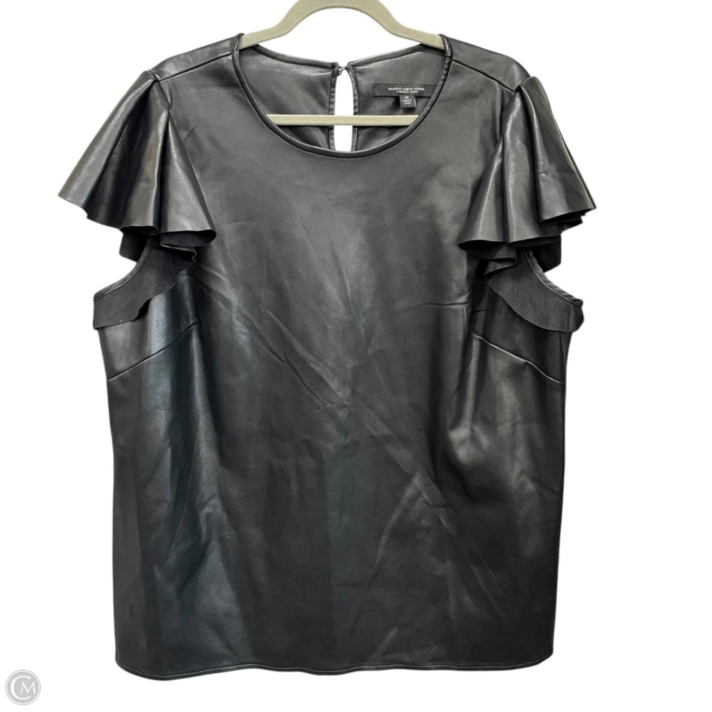 Blouse Short Sleeve By Marc New York In Black, Size: 2x