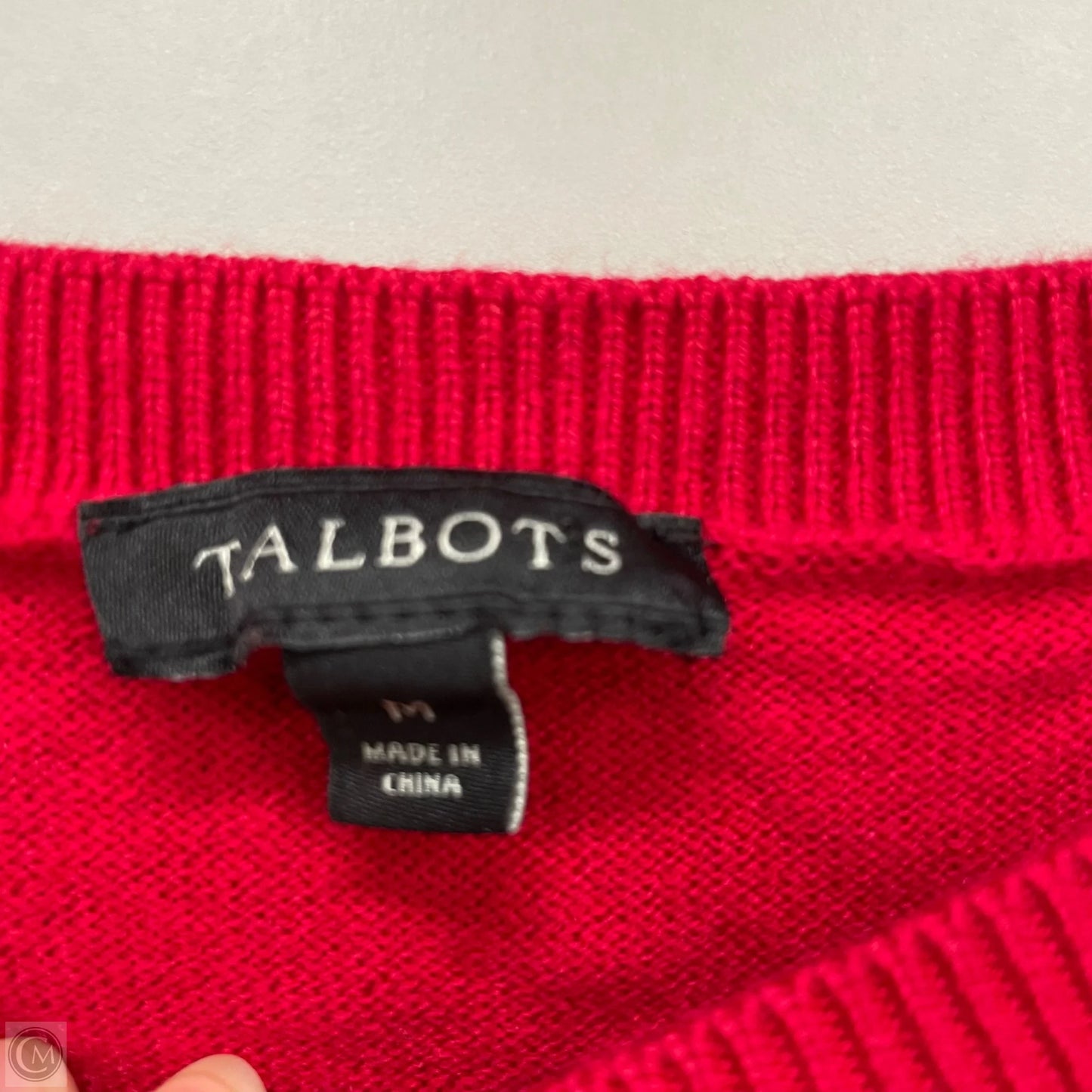 Sweater By Talbots In Black & Red, Size: M