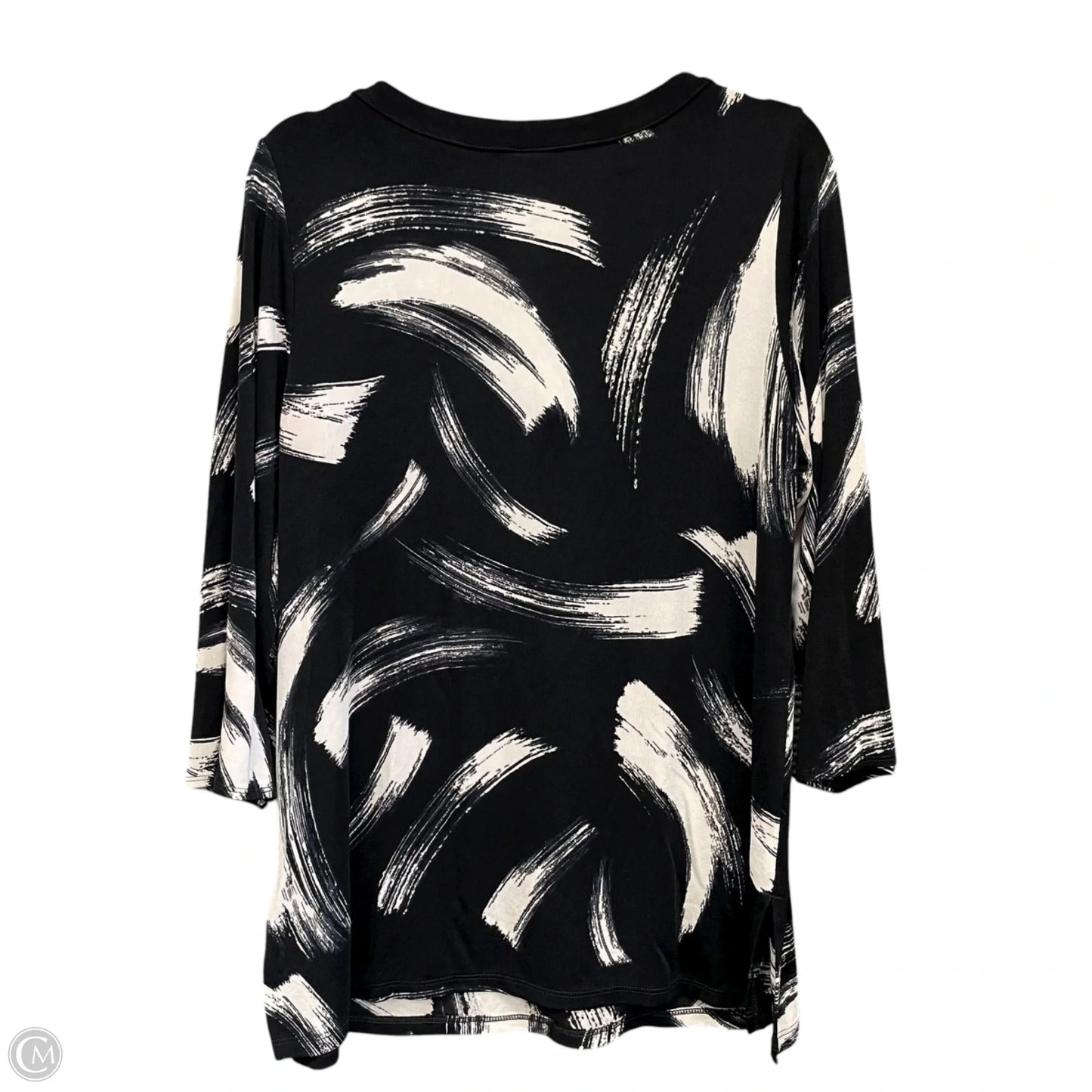 Tunic 3/4 Sleeve By Chicos In Black & Cream, Size: 12