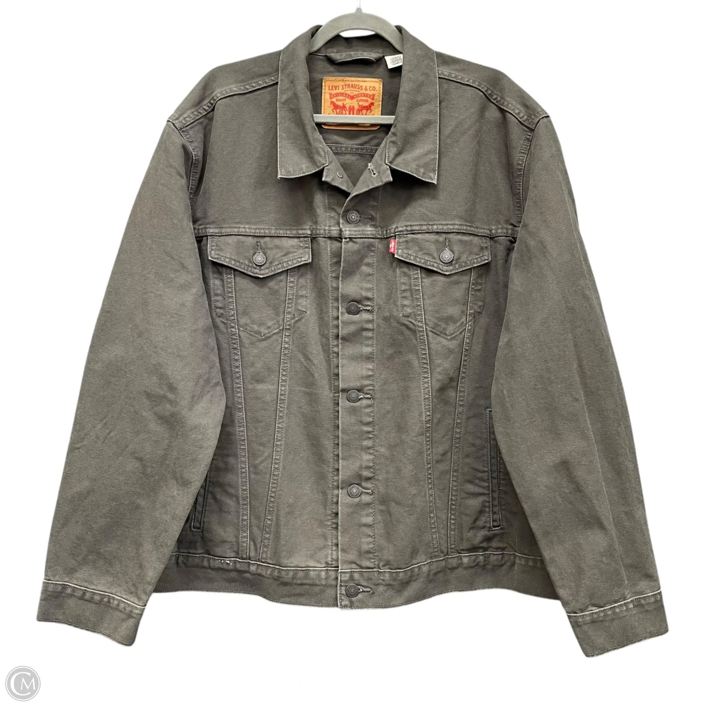 Jacket Denim By Levis In Green, Size: Xxl