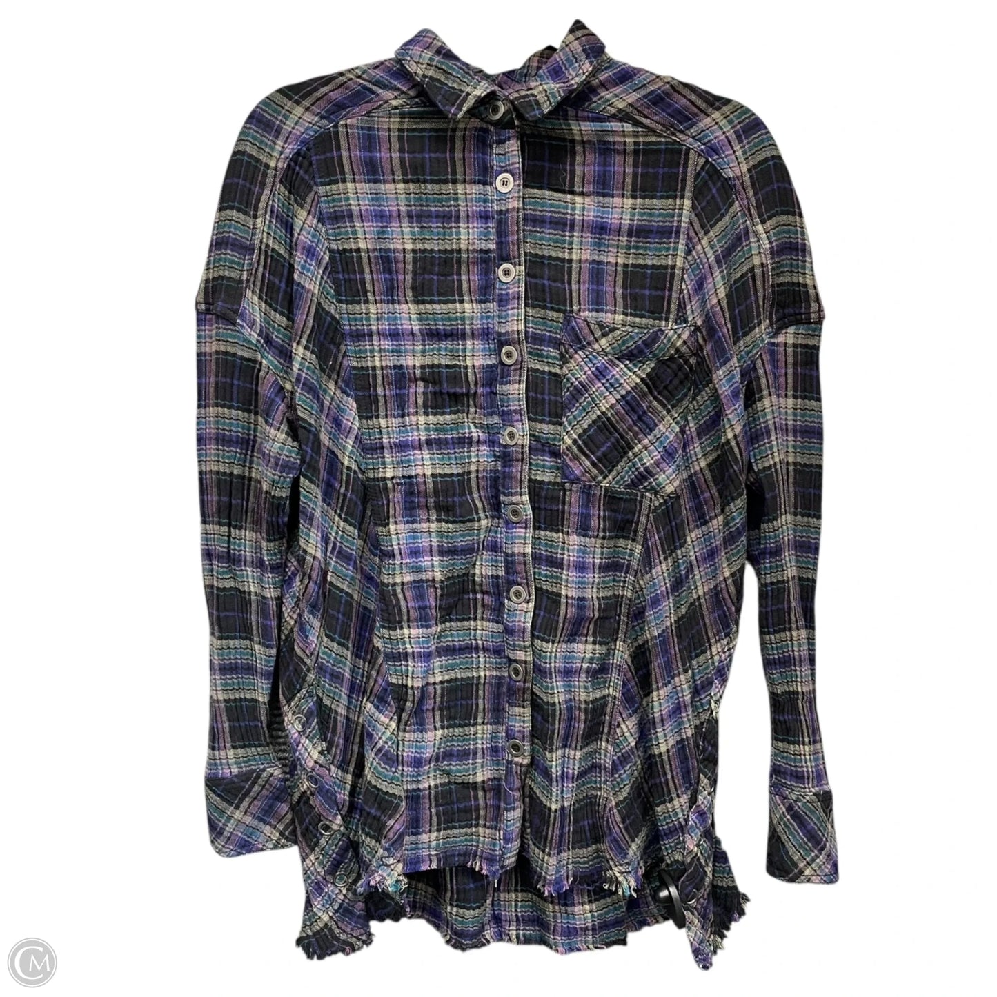 Top Long Sleeve By Free People In Plaid Pattern, Size: S