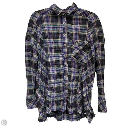 Top Long Sleeve By Free People In Plaid Pattern, Size: S